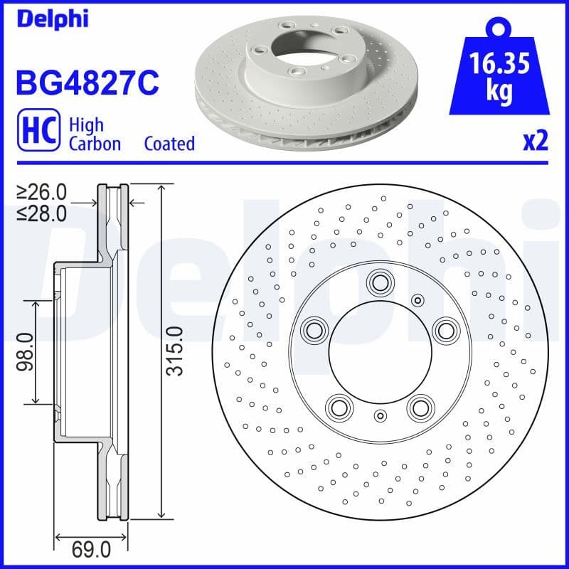 Bremžu diski DELPHI BG4827C 1