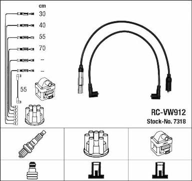 Augstsprieguma vadu komplekts NGK 7318 1