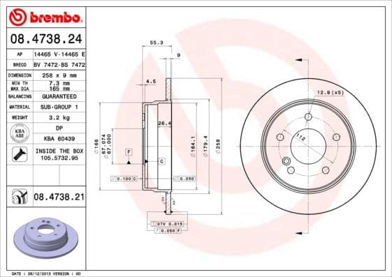 Bremžu diski BREMBO 08.4738.21 1