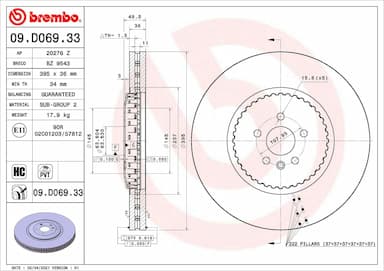 Bremžu diski BREMBO 09.D069.33 1