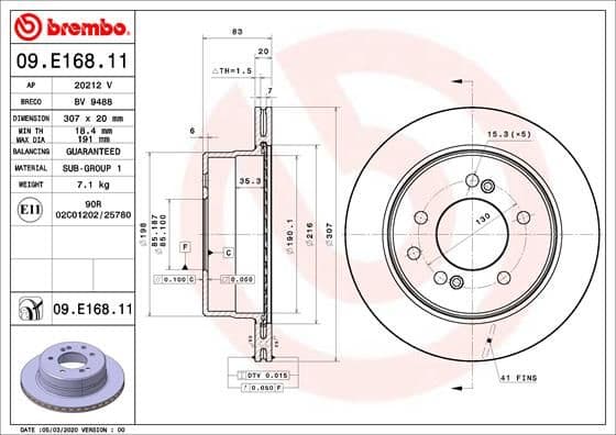 Bremžu diski BREMBO 09.E168.11 1