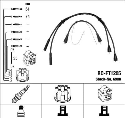 Augstsprieguma vadu komplekts NGK 6980 1