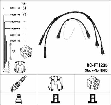 Augstsprieguma vadu komplekts NGK 6980 1