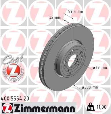 Bremžu diski ZIMMERMANN 400.5554.20 1