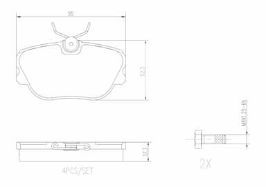 Bremžu uzliku kompl., Disku bremzes BREMBO P 71 004 1