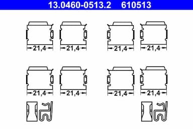 Piederumu komplekts, Disku bremžu uzlikas ATE 13.0460-0513.2 1