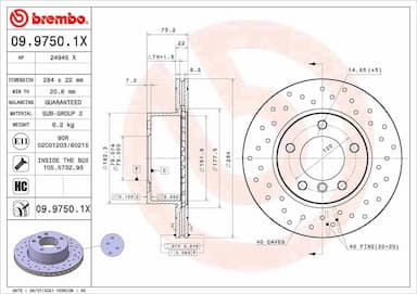 Bremžu diski BREMBO 09.9750.1X 1