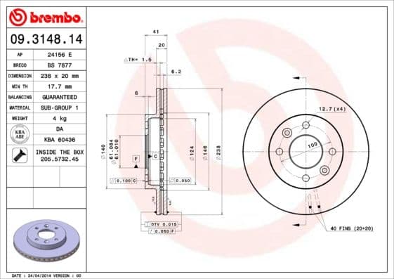 Bremžu diski BREMBO 09.3148.14 1