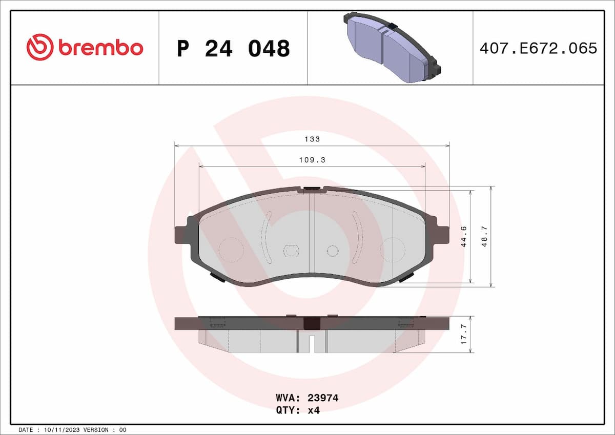 Bremžu uzliku kompl., Disku bremzes BREMBO P 24 048 1