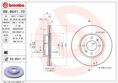 Bremžu diski BREMBO 09.9541.11 1