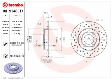 Bremžu diski BREMBO 08.9148.1X 1