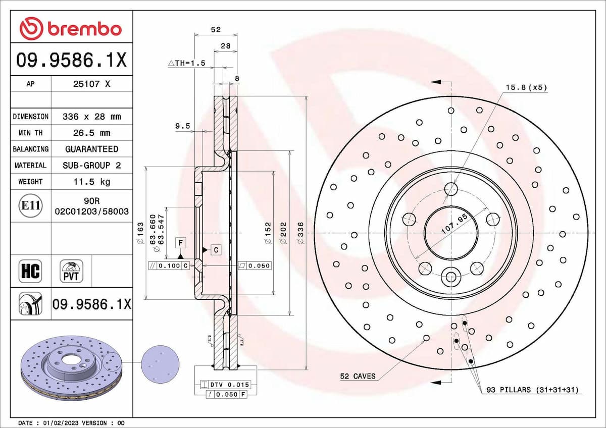 Bremžu diski BREMBO 09.9586.1X 1