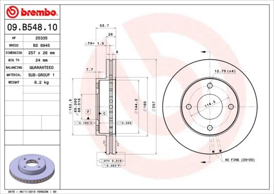 Bremžu diski BREMBO 09.B548.10 1