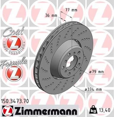 Bremžu diski ZIMMERMANN 150.3473.70 1