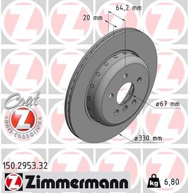 Bremžu diski ZIMMERMANN 150.2953.32 1