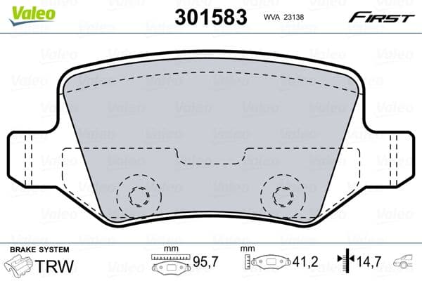 Bremžu uzliku kompl., Disku bremzes VALEO 301583 1