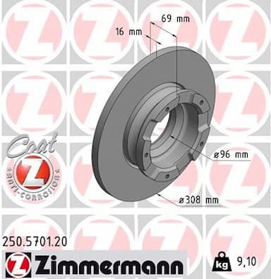 Bremžu diski ZIMMERMANN 250.5701.20 1