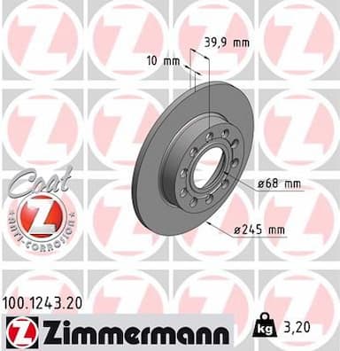 Bremžu diski ZIMMERMANN 100.1243.20 1