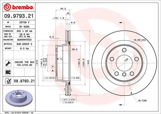 Bremžu diski BREMBO 09.9793.21 1