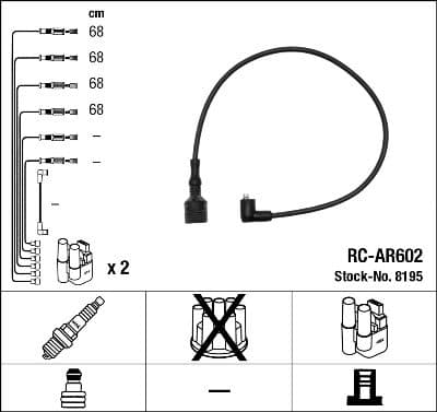 Augstsprieguma vadu komplekts NGK 8195 1