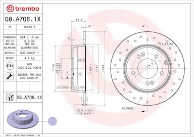 Bremžu diski BREMBO 08.A708.1X 1