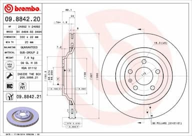 Bremžu diski BREMBO 09.8842.21 1