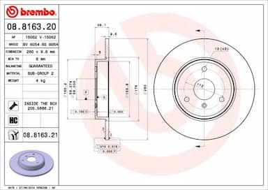 Bremžu diski BREMBO 08.8163.21 1