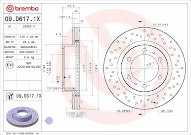 Bremžu diski BREMBO 09.D617.1X 1