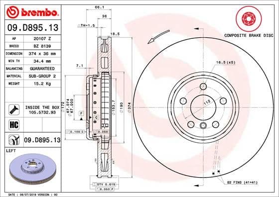 Bremžu diski BREMBO 09.D895.13 1