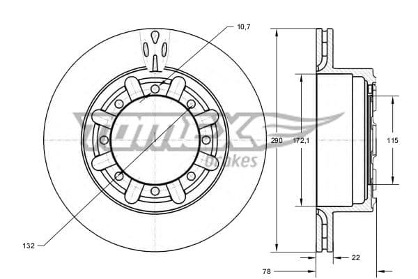 Bremžu diski TOMEX Brakes TX 73-49 1