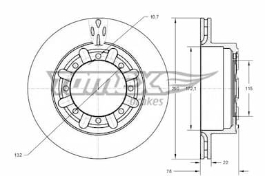 Bremžu diski TOMEX Brakes TX 73-49 1