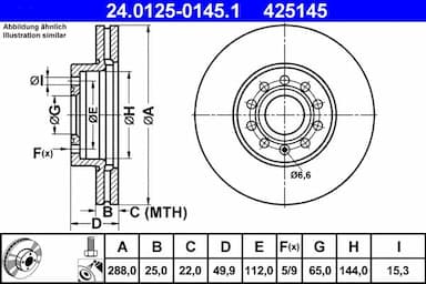 Bremžu diski ATE 24.0125-0145.1 1