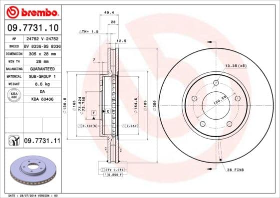 Bremžu diski BREMBO 09.7731.11 1