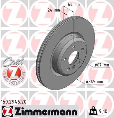 Bremžu diski ZIMMERMANN 150.2946.20 1