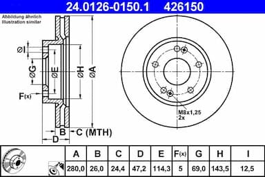 Bremžu diski ATE 24.0126-0150.1 1