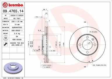 Bremžu diski BREMBO 09.4765.14 1