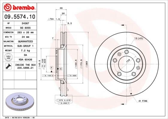 Bremžu diski BREMBO 09.5574.10 1