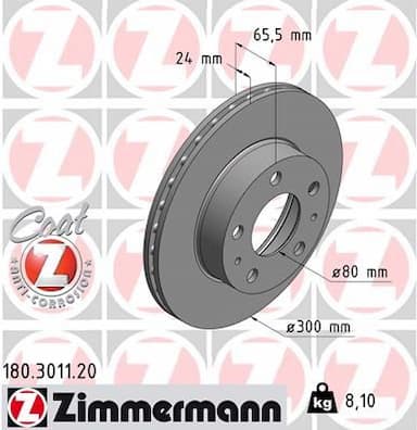 Bremžu diski ZIMMERMANN 180.3011.20 1