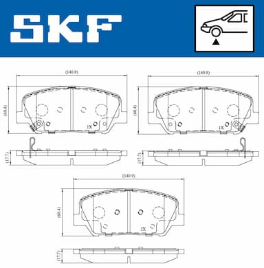 Bremžu uzliku kompl., Disku bremzes SKF VKBP 80228 A 2