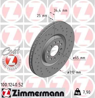 Bremžu diski ZIMMERMANN 100.1240.52 1