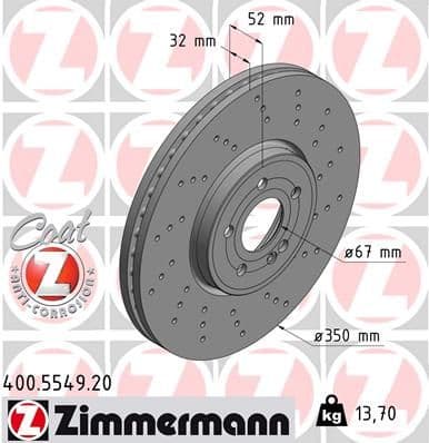 Bremžu diski ZIMMERMANN 400.5549.20 1