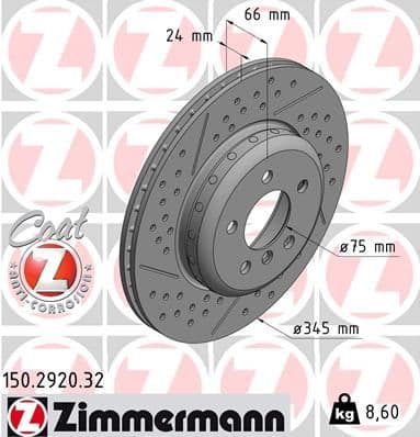 Bremžu diski ZIMMERMANN 150.2920.32 1