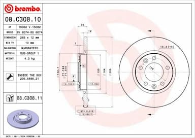 Bremžu diski BREMBO 08.C308.11 1