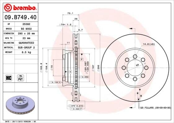 Bremžu diski BREMBO 09.B749.40 1