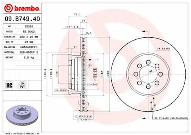 Bremžu diski BREMBO 09.B749.40 1