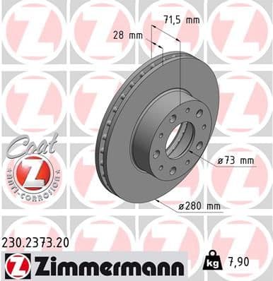 Bremžu diski ZIMMERMANN 230.2373.20 1