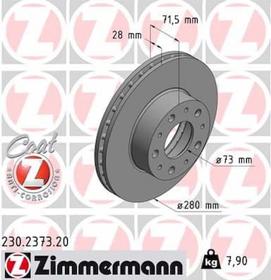 Bremžu diski ZIMMERMANN 230.2373.20 1