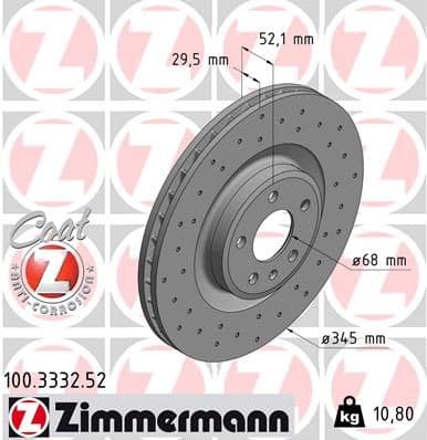 Bremžu diski ZIMMERMANN 100.3332.52 1