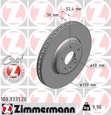 Bremžu diski ZIMMERMANN 100.3331.20 1