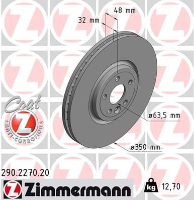 Bremžu diski ZIMMERMANN 290.2270.20 1